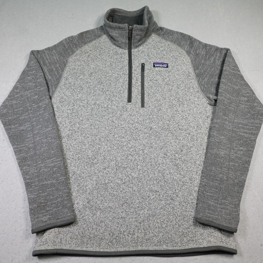 Patagonia Sweater Mens Medium Gray Better Sweater 1/4 Zip Fleece Pullover Logo
